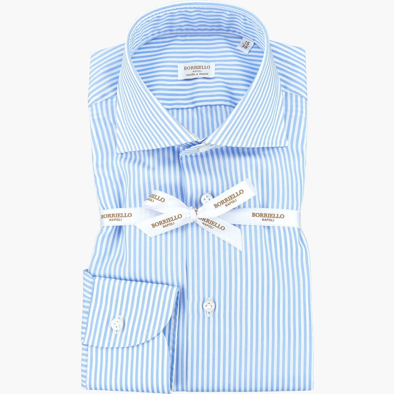 Camicia BORRIELLO Righe Bianco Celeste 25