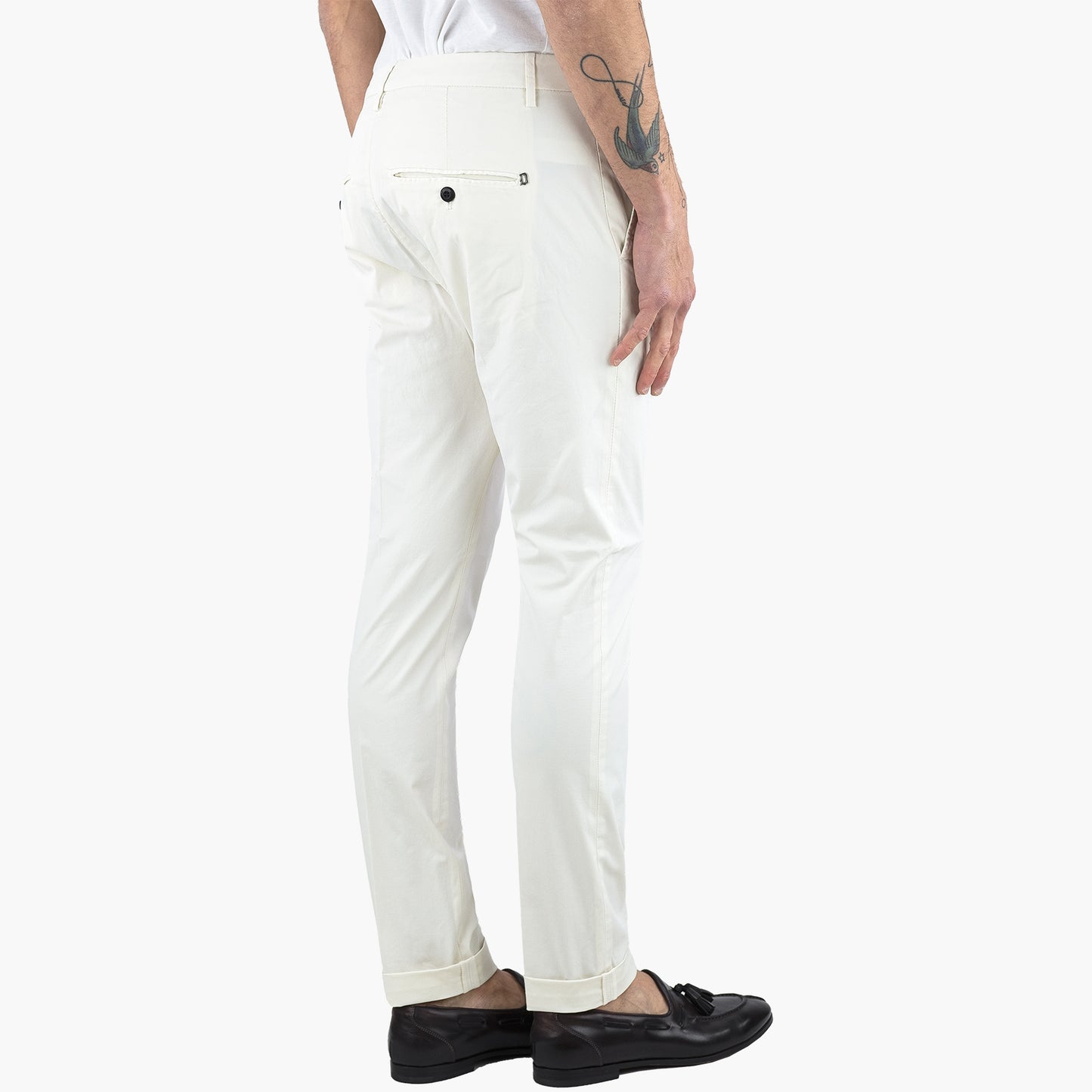 Pantalone DONDUP Gaubert in Gabardina di Cotone Stretch Bianco Burro