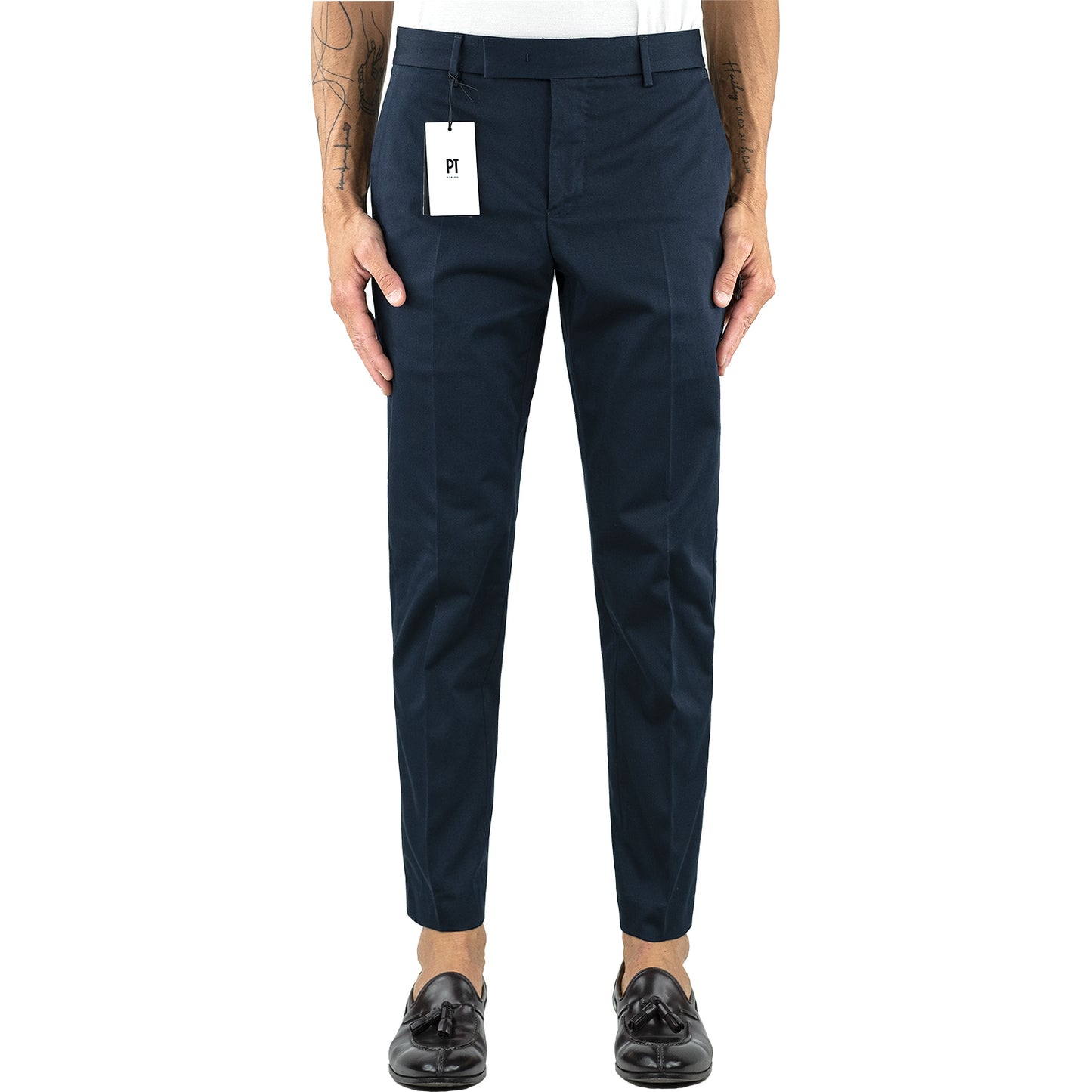 Pantalone PT Torino Edge Rebel Fit in Cotone Stretch Blu Navy