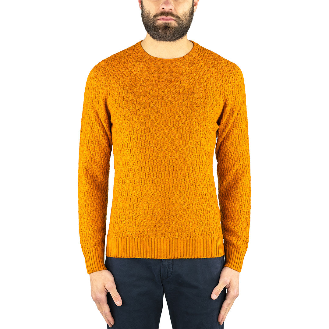 Maglia DRUMOHR in Merino Extrafine Lavorazione Jacquard Arancio